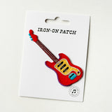 Red Guitar Embroidered, Iron-on Patch