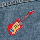 Red Guitar Embroidered, Iron-on Patch