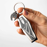 Edward Gorey Dracula Keychain with Bat Charm