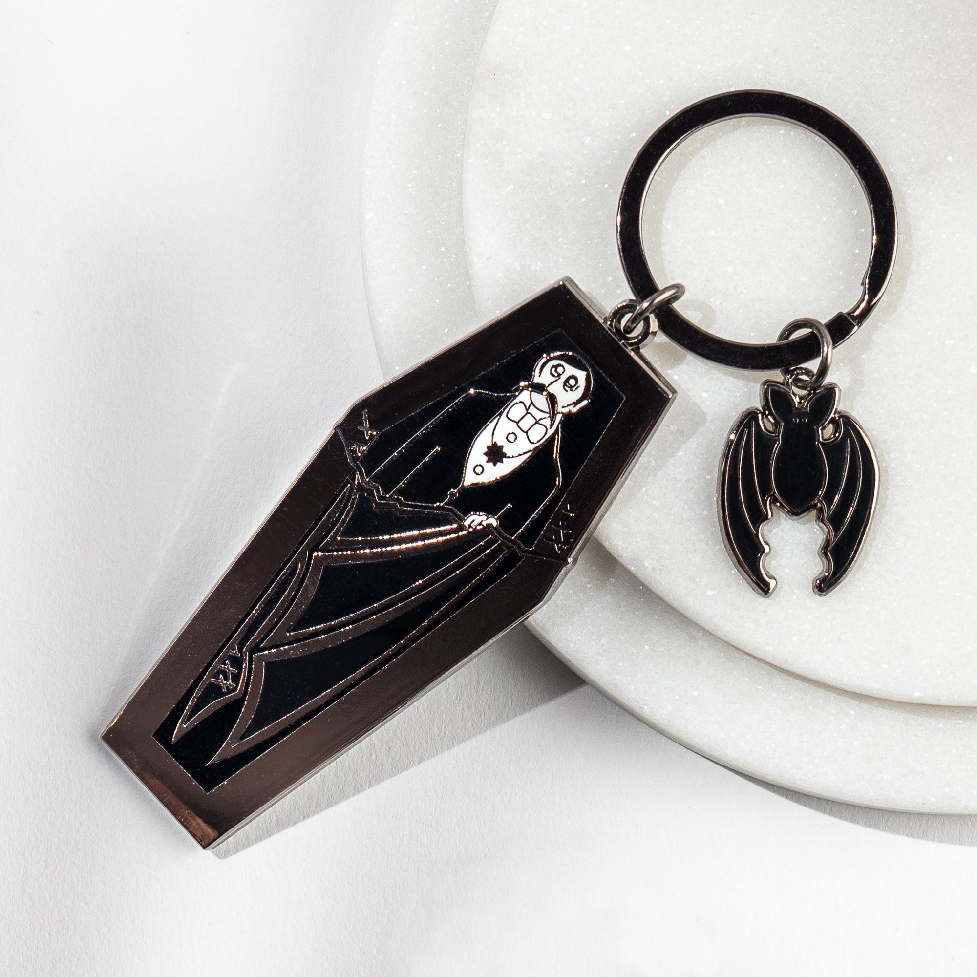 Edward Gorey Dracula Keychain with Bat Charm – Collectable Cities