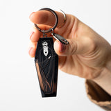 Edward Gorey Dracula Keychain with Bat Charm