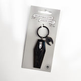 Edward Gorey Dracula Keychain with Bat Charm