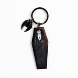 Edward Gorey Dracula Keychain with Bat Charm