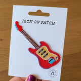 Red Guitar Embroidered, Iron-on Patch